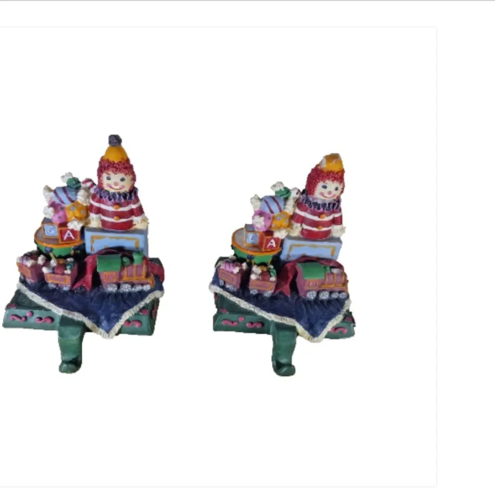 Set of 2 Christmas Stocking Holders Presents & Toys Heavy Felt Bottom Holiday